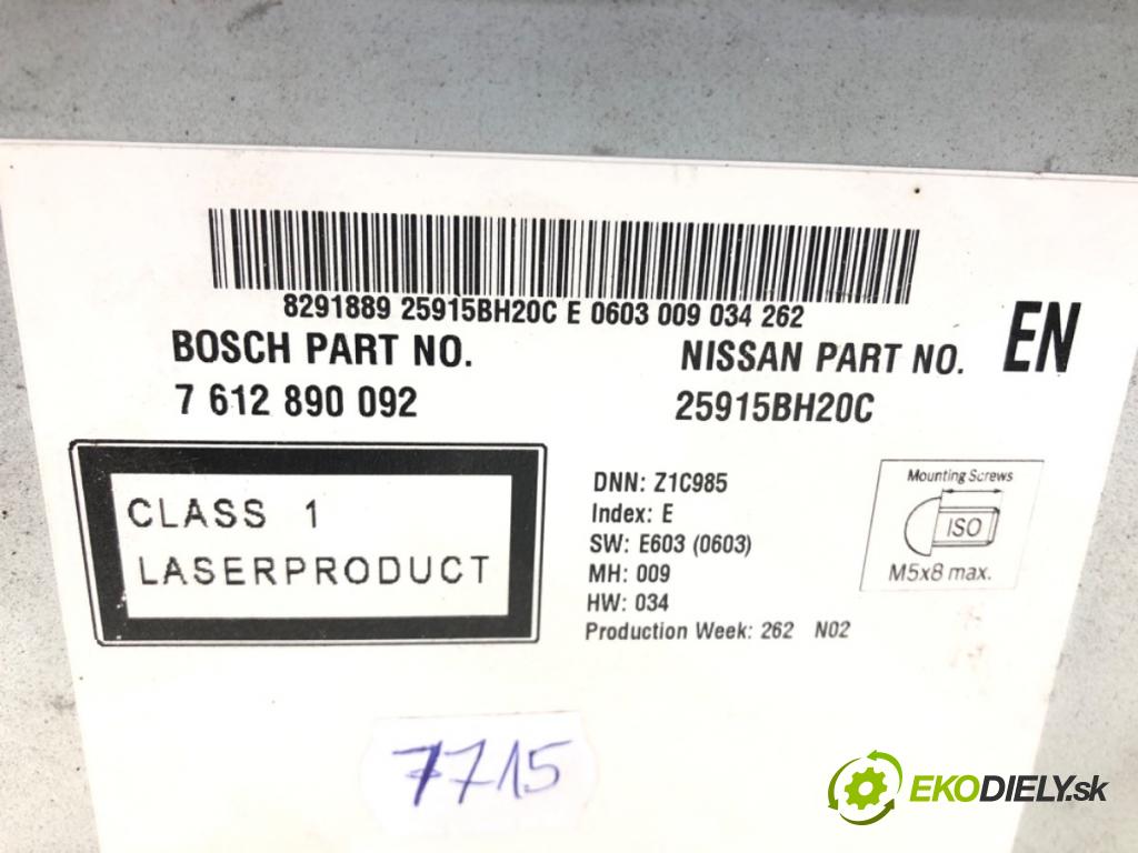 NISSAN QASHQAI / QASHQAI +2 I (J10, NJ10, JJ10E) 2006 - 2014    1.6 84 kW [114 KM] benzyna 2007 - 2013  RADIO 25915BH20C (Audio zariadenia)