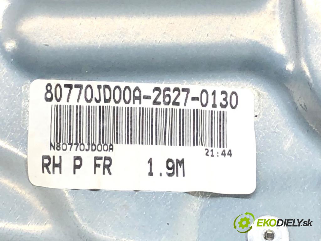NISSAN QASHQAI / QASHQAI +2 I (J10, NJ10, JJ10E) 2006 - 2014    1.6 84 kW [114 KM] benzyna 2007 - 2013  mechanismus okna pravý přední část 80770JD00A