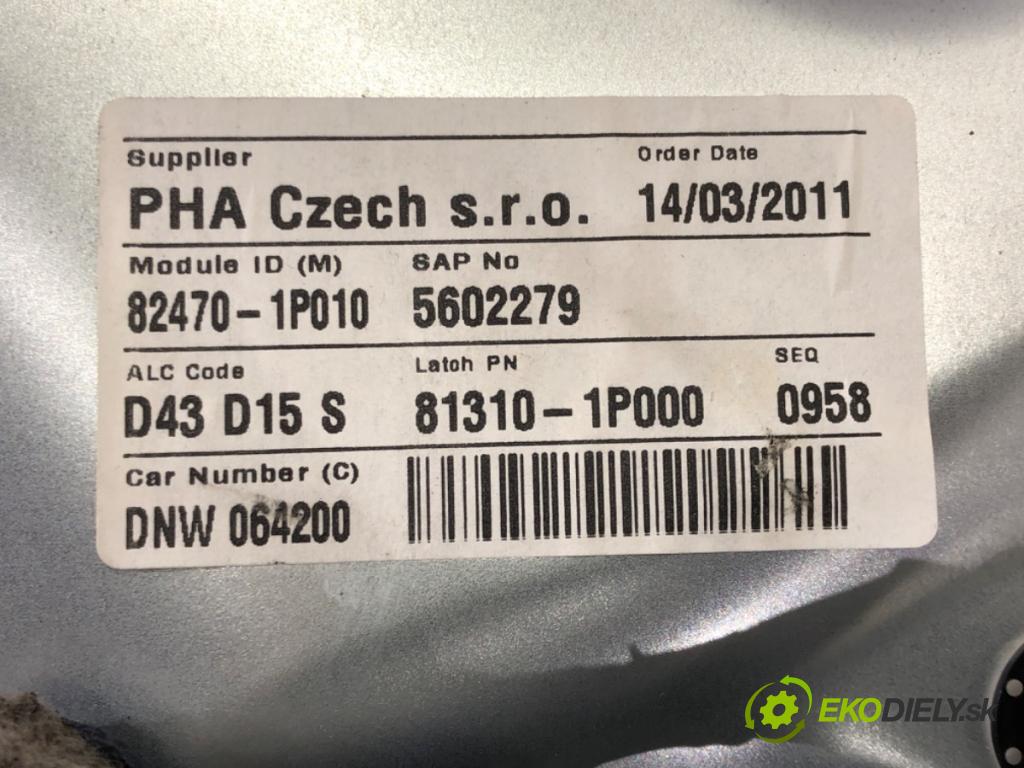 KIA VENGA (YN) 2010 - 2022    1.4 CVVT 66 kW [90 KM] benzyna 2010 - 2022  mechanismus okna levý přední část 82470-1P010