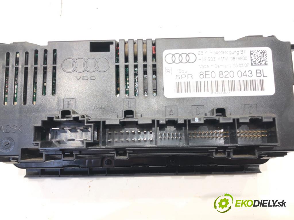 AUDI A4 B7 Avant (8ED) 2004 - 2008    1.8 T 120 kW [163 KM] benzyna 2004 - 2008  Panel ovládania kúrenia 8E0820043BL (Prepínače, spínače, tlačidlá a ovládače kúrenia)
