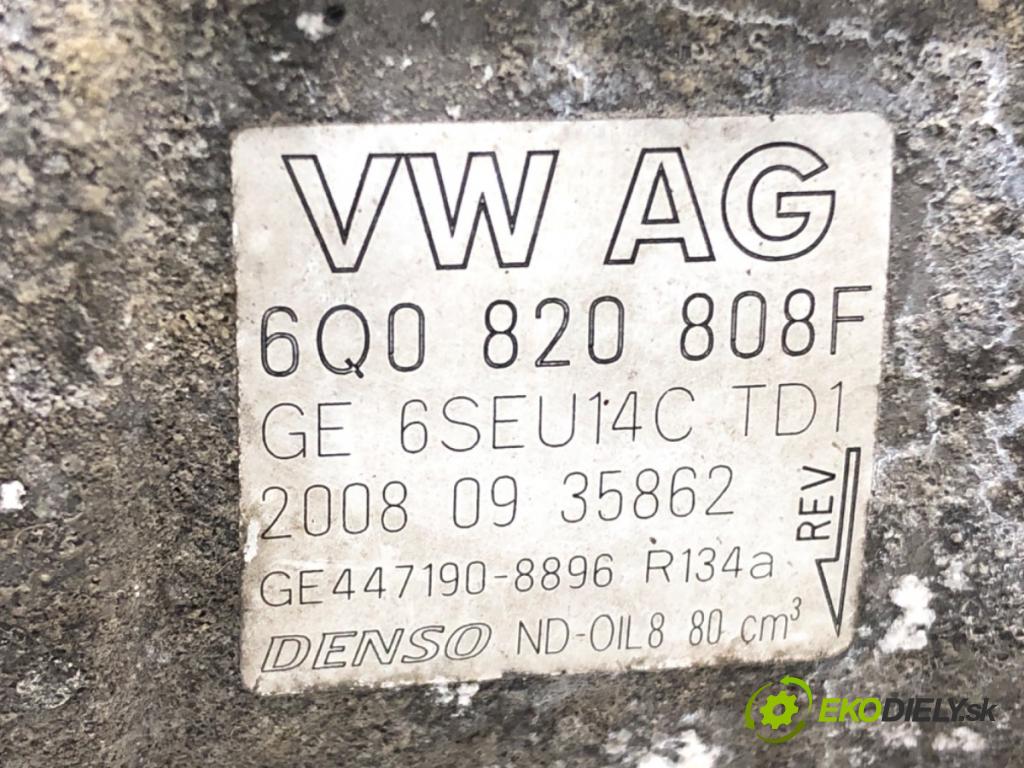 SEAT IBIZA IV (6J5, 6P1) 2008 - 2017    1.4 63 kW [85 KM] benzyna 2008 - 2015  Kompresor klimatizácie 6Q0820808F (Kompresory klimatizácie)