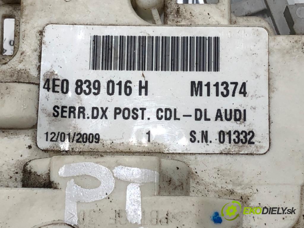 AUDI A8 D3 (4E2, 4E8) 2002 - 2010    4.2 TDI quattro 240 kW [326 KM] olej napędowy 2005 - 2010  zámok dveře pravý zadní část 4E0839016H