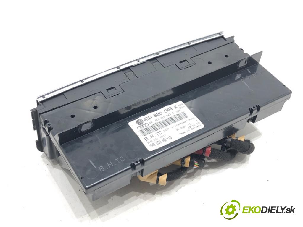 AUDI A8 D3 (4E2, 4E8) 2002 - 2010    4.2 TDI quattro 240 kW [326 KM] olej napędowy 2005 - 2010  Panel ovládania kúrenia 4E0820043K (Prepínače, spínače, tlačidlá a ovládače kúrenia)