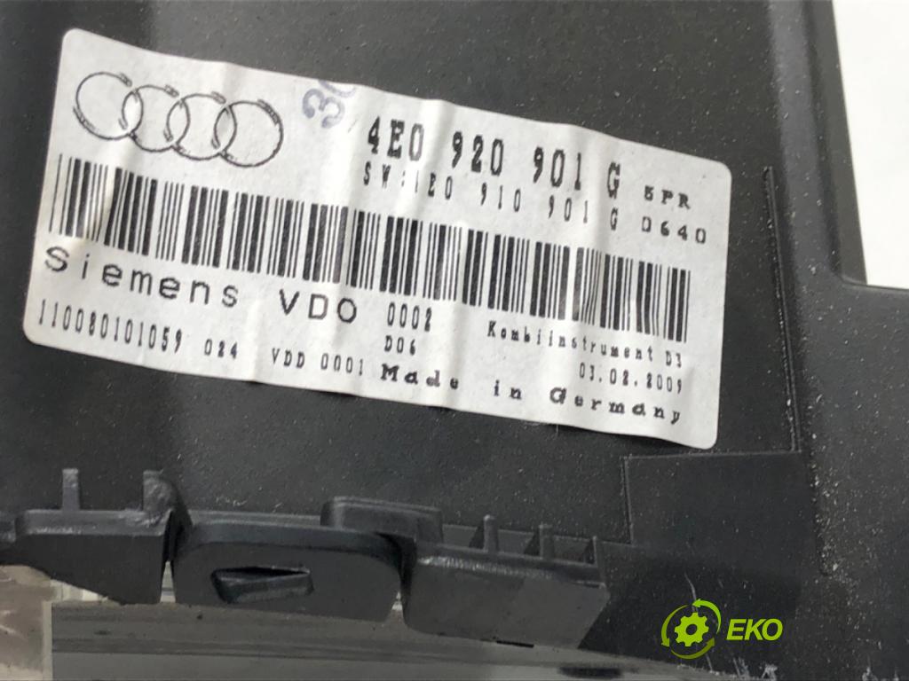 AUDI A8 D3 (4E2, 4E8) 2002 - 2010    4.2 TDI quattro 240 kW [326 KM] olej napędowy 2005 - 2010  Prístrojovka 4E0920901G (Prístrojové dosky, displeje)