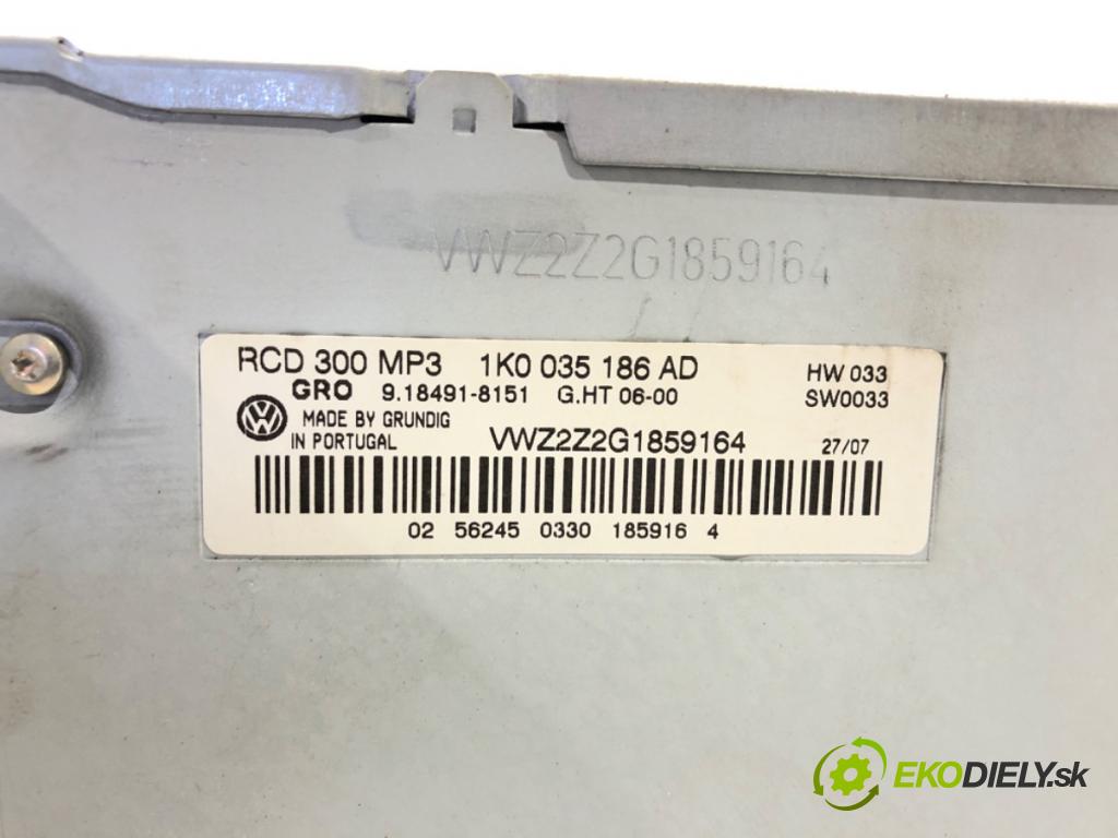 VW PASSAT B6 Variant (3C5) 2005 - 2011    2.0 TDI 103 kW [140 KM] olej napędowy 2005 - 2009  RADIO 1K0035186AD (Audio zariadenia)