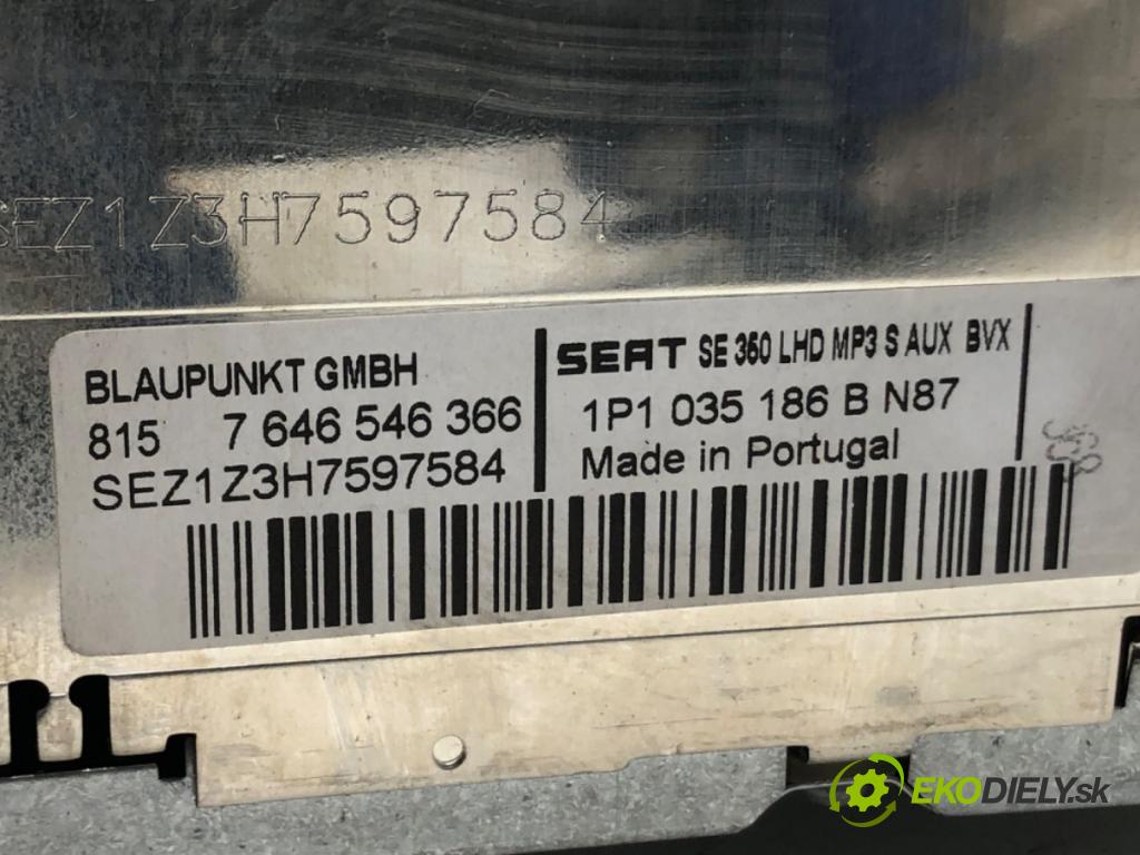 SEAT LEON (1P1) 2005 - 2013    1.9 TDI 77 kW [105 KM] olej napędowy 2005 - 2010  RADIO 1P1035186B (Audio zariadenia)