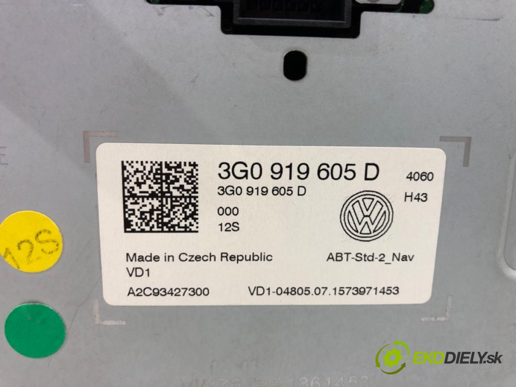 VW PASSAT B8 (3G2, CB2) 2014 - 2022    1.4 TSI 110 kW [150 KM] benzyna 2014 - 2022  RADIO 3G0919605D (Audio zariadenia)
