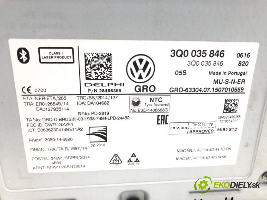 VW PASSAT B8 (3G2, CB2) 2014 - 2022    1.4 TSI 110 kW [150 KM] benzyna 2014 - 2022  CZYTNIK navigace 3Q0035846 (Ostatní)