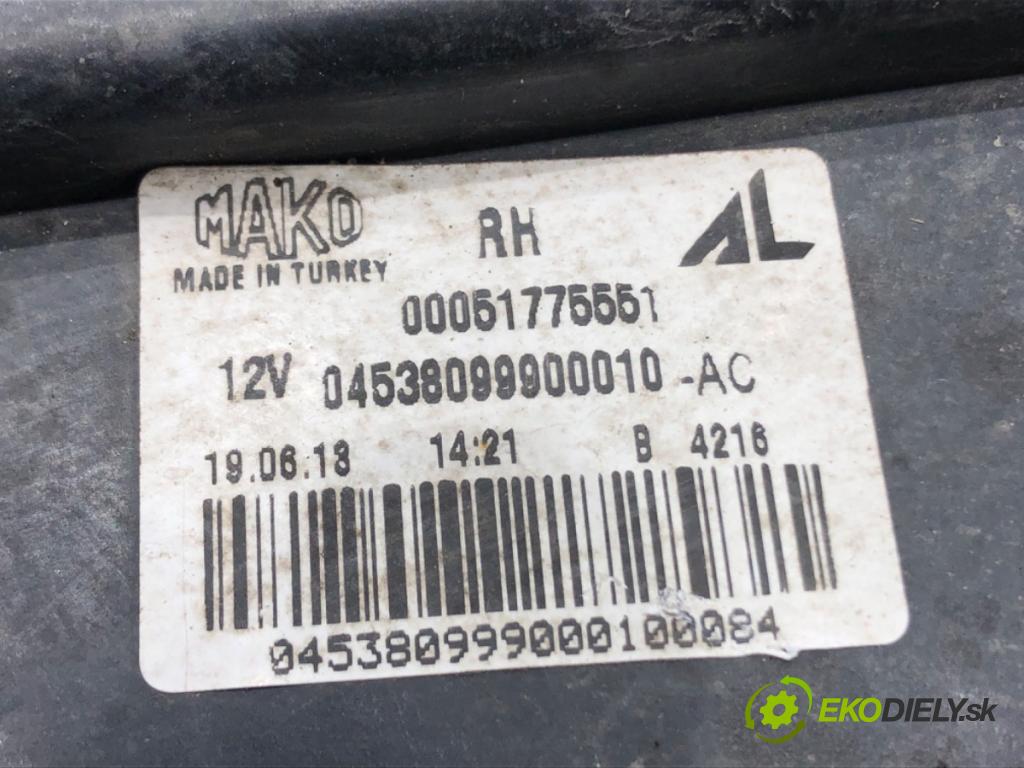 FIAT BRAVO II (198_) 2006 - 2022    1.9 D Multijet (198AXB1A) 88 kW [120 KM] olej napędowy 2007 - 2014  hmlové svetlo, hmlovka pravý přední část 00051775551