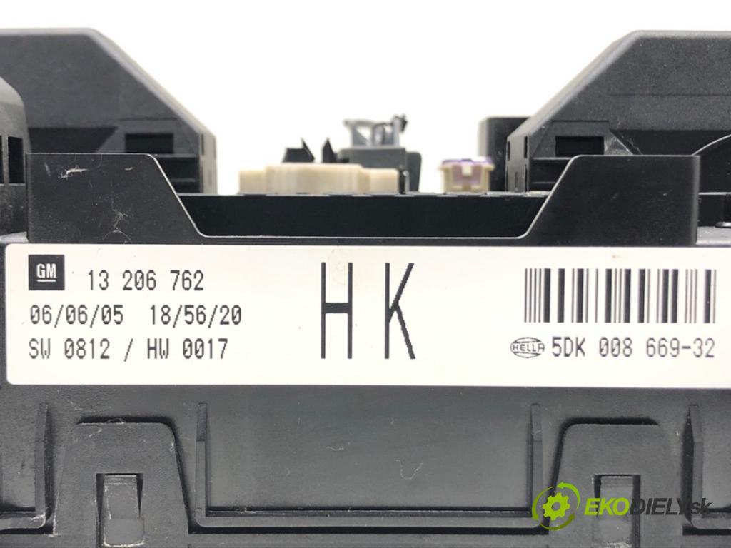 OPEL ASTRA H (A04) 2004 - 2014    1.4 (L48) 66 kW [90 KM] benzyna 2004 - 2010  Modul BSI 13206762 (Poistkové skrinky)