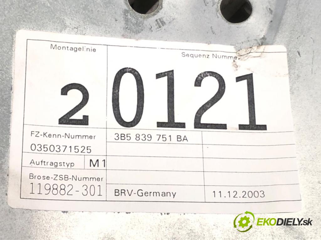 VW PASSAT B5.5 (3B3) 2000 - 2005    1.6 75 kW [102 KM] benzyna 2000 - 2005  mechanismus okna levý zadní část 3B5839751BA