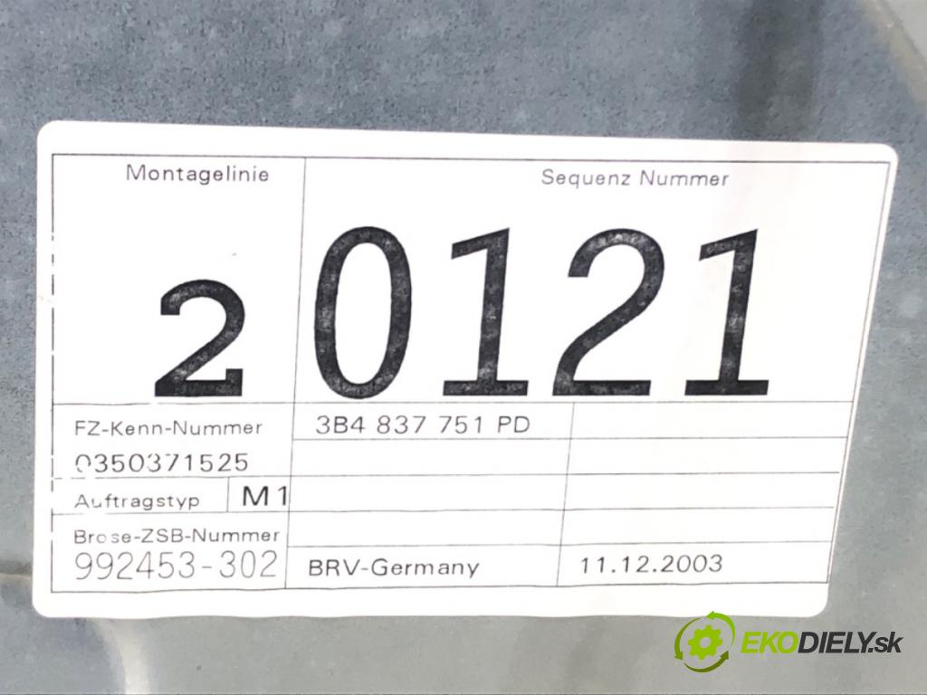VW PASSAT B5.5 (3B3) 2000 - 2005    1.6 75 kW [102 KM] benzyna 2000 - 2005  mechanismus okna levý přední část 3B4837751PD