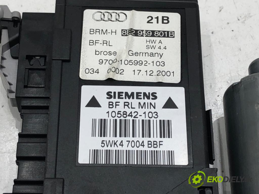 AUDI A4 B6 (8E2) 2000 - 2005    1.8 T 110 kW [150 KM] benzyna 2000 - 2002  motorek sťahovaní okna přední část levý 8E2959801B (Ostatné)