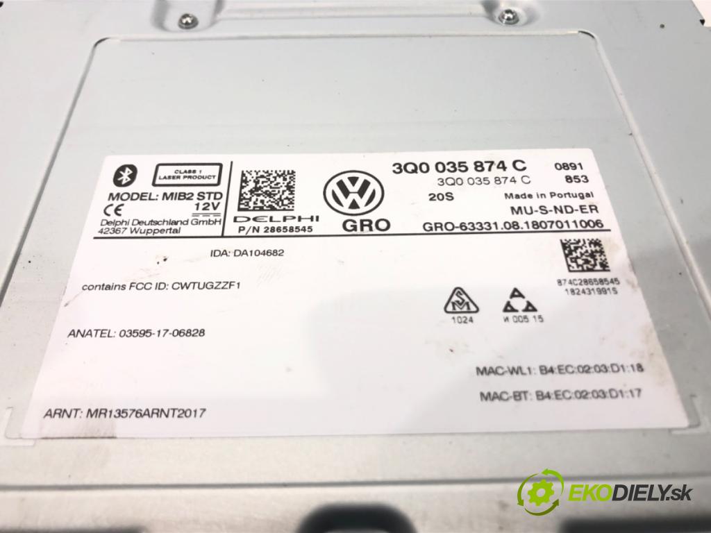 VW GOLF VII Variant (BA5, BV5) 2013 - 2022    1.5 TSI 96 kW [130 KM] benzyna 2017 - 2022  čítač navigácie 3Q0035874C (Ostatné)