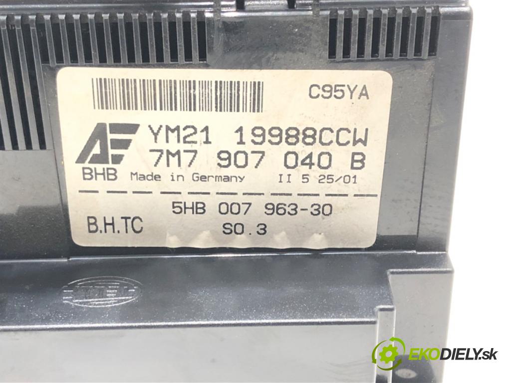 SEAT ALHAMBRA (7V8, 7V9) 1996 - 2010    1.9 TDI 85 kW [115 KM] olej napędowy 2000 - 2010  Panel ovládania kúrenia 7M7907040B (Prepínače, spínače, tlačidlá a ovládače kúrenia)