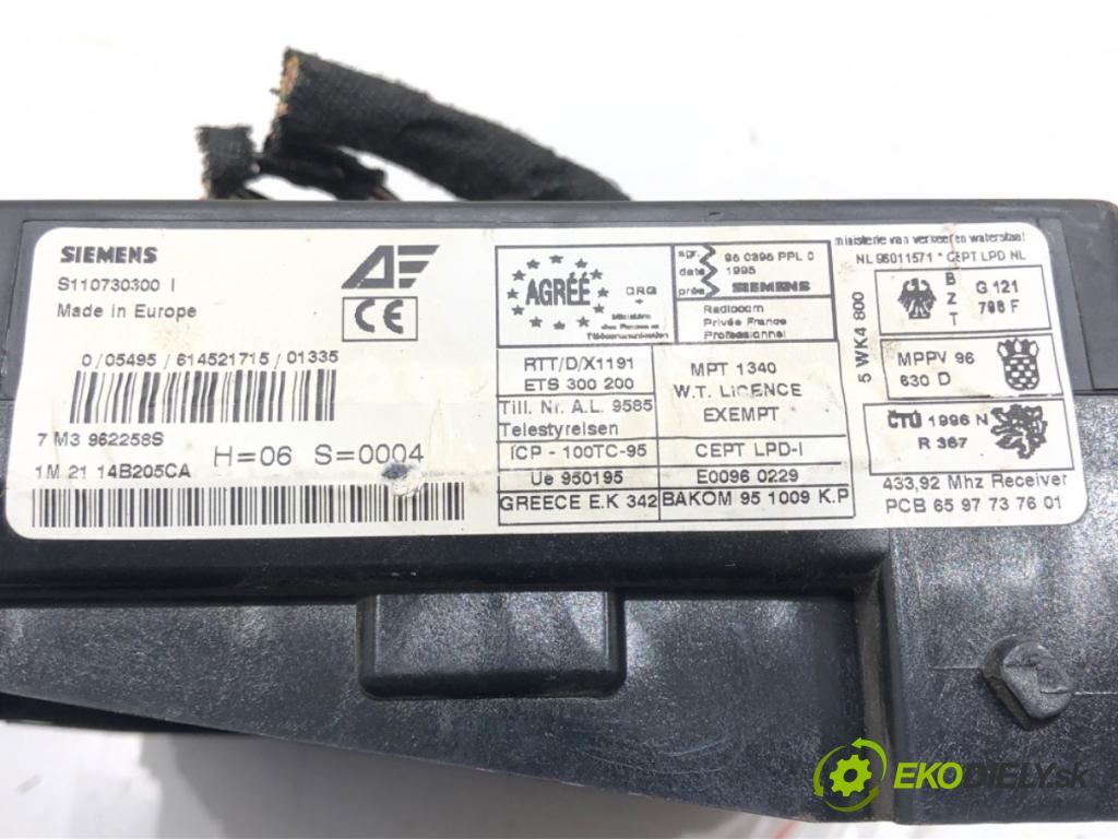 SEAT ALHAMBRA (7V8, 7V9) 1996 - 2010    1.9 TDI 85 kW [115 KM] olej napędowy 2000 - 2010  modul BSI 7M3962258S (Pojistkové skříňky)