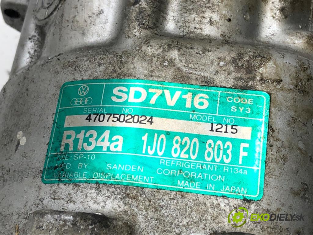 VW GOLF IV (1J1) 1997 - 2008    1.9 TDI 66 kW [90 KM] olej napędowy 1997 - 2004  Kompresor klimatizácie 1J0820803F (Kompresory klimatizácie)