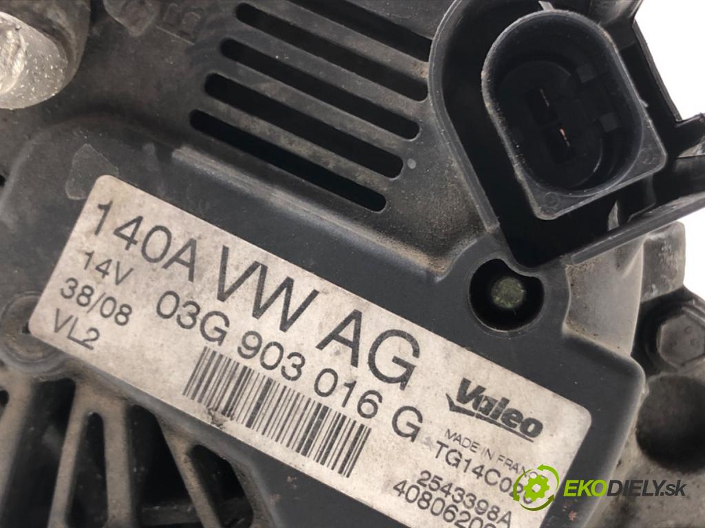 AUDI A4 B8 Avant (8K5) 2007 - 2015    2.0 TDI 105 kW [143 KM] olej napędowy 2008 - 2015  Alternátor 03G903016G (Alternátory)