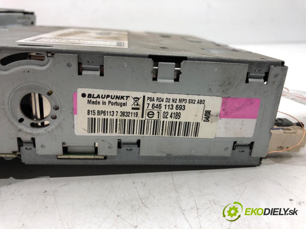 PEUGEOT 407 SW (6E_) 2004 - 2011    1.6 HDi 110 80 kW [109 KM] olej napędowy 2004 - 2010  RADIO 9664636277 (Audio zariadenia)