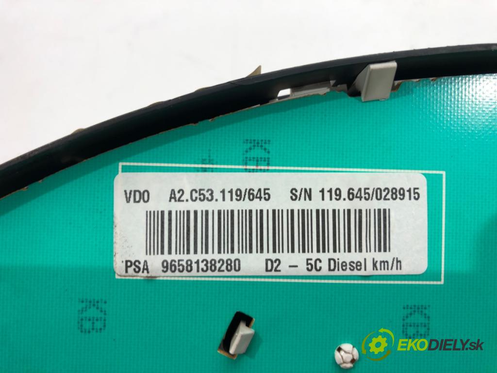 PEUGEOT 407 SW (6E_) 2004 - 2011    1.6 HDi 110 80 kW [109 KM] olej napędowy 2004 - 2010  Prístrojovka 9658138280 (Prístrojové dosky, displeje)