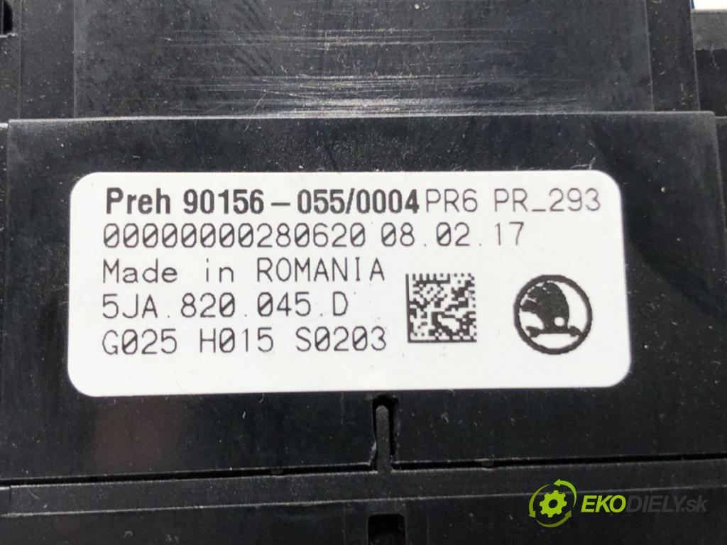 SKODA RAPID (NH3, NK3, NK6) 2012 - 2022    1.2 TSI 66 kW [90 KM] benzyna 2015 - 2019  Panel ovládania kúrenia 5JA820045D (Prepínače, spínače, tlačidlá a ovládače kúrenia)