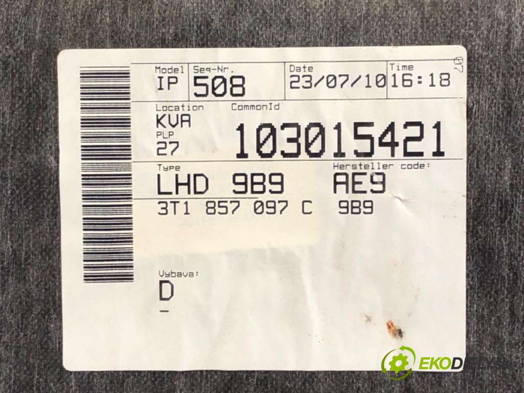 SKODA SUPERB II Kombi (3T5) 2009 - 2015    2.0 TDI 125 kW [170 KM] olej napędowy 2009 - 2015  Priehradka, kastlík spolujazdca 3T1857097C (Priehradky, kastlíky)