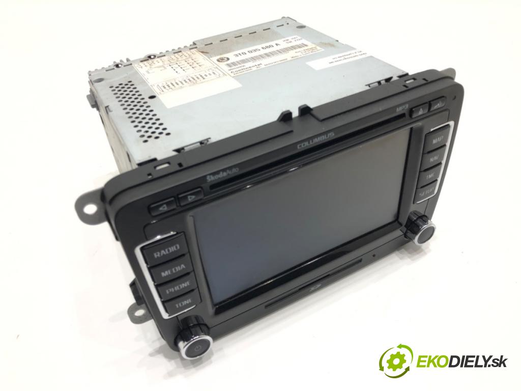 SKODA SUPERB II Kombi (3T5) 2009 - 2015    2.0 TDI 125 kW [170 KM] olej napędowy 2009 - 2015  RADIO Navigácia 3T0035680A (Audio zariadenia)