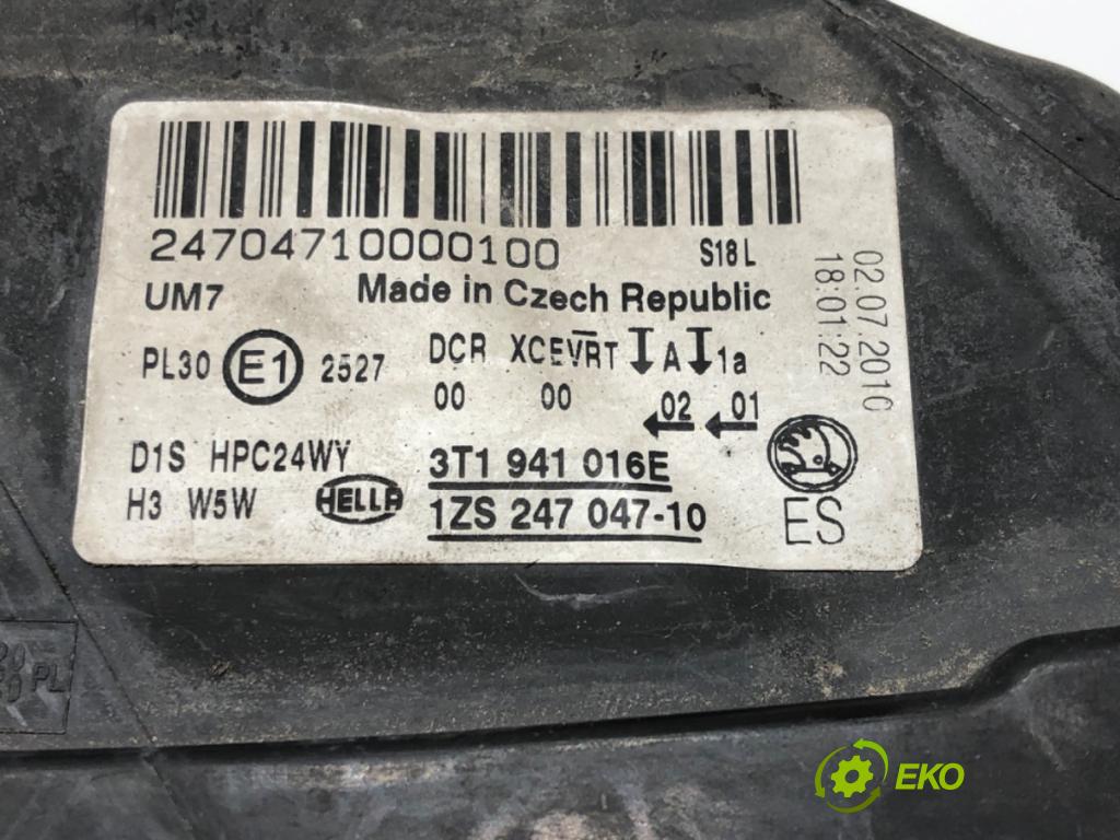 SKODA SUPERB II Kombi (3T5) 2009 - 2015    2.0 TDI 125 kW [170 KM] olej napędowy 2009 - 2015  světlomet pravý přední část XENON 3T1941016E