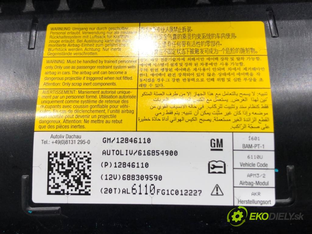 CHEVROLET CRUZE (J300) 2009 - 2022    2.0 CDI 120 kW [163 KM] olej napędowy 2010 - 2022  AirBag spolujazdca 12846110 (Airbagy)