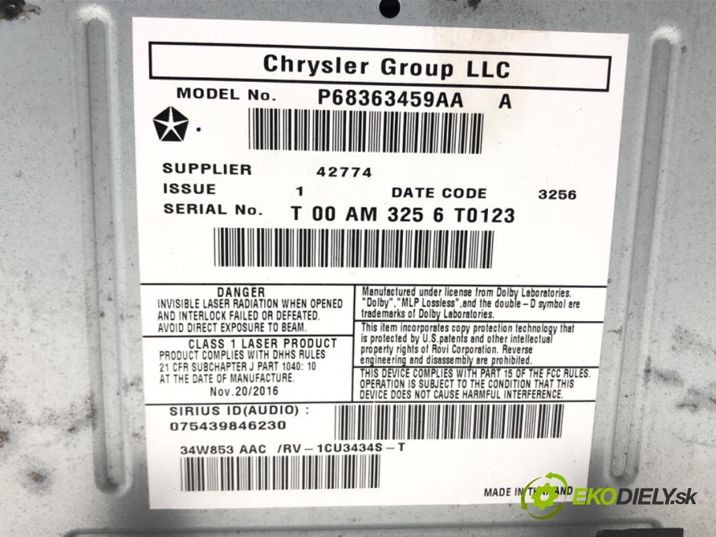 DODGE GRAND CARAVAN 2007 - 2022    3.6 211 kW [287 KM] benzyna 2010 - 2022  RADIO P68363459AA (Audio zariadenia)
