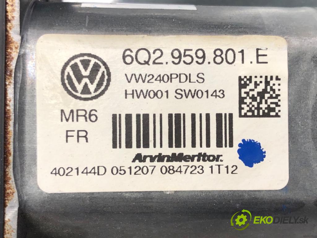 VW POLO (9N_, 9A_) 2001 - 2014    1.2 12V 51 kW [69 KM] benzyna 2007 - 2009  mechanismus okna pravý přední část 6Q2959801E
