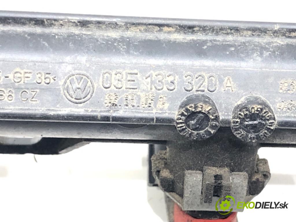 VW POLO (9N_, 9A_) 2001 - 2014    1.2 12V 51 kW [69 KM] benzyna 2007 - 2009  Lišta vstrekovacia 03E133320A (Vstrekovacie lišty)