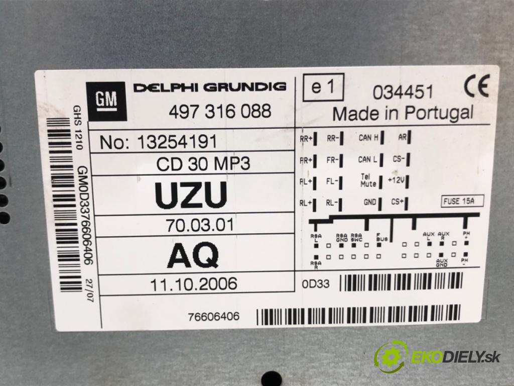 OPEL CORSA D (S07) 2006 - 2014    1.3 CDTI (L08, L68) 55 kW [75 KM] olej napędowy 2006 - 2014  RADIO 13254191 (Audio zariadenia)