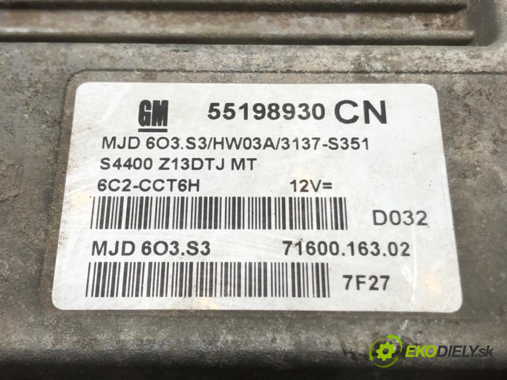 OPEL CORSA D (S07) 2006 - 2014    1.3 CDTI (L08, L68) 55 kW [75 KM] olej napędowy 2006 - 2014  riadiaca jednotka Motor 55198930CN (Riadiace jednotky)
