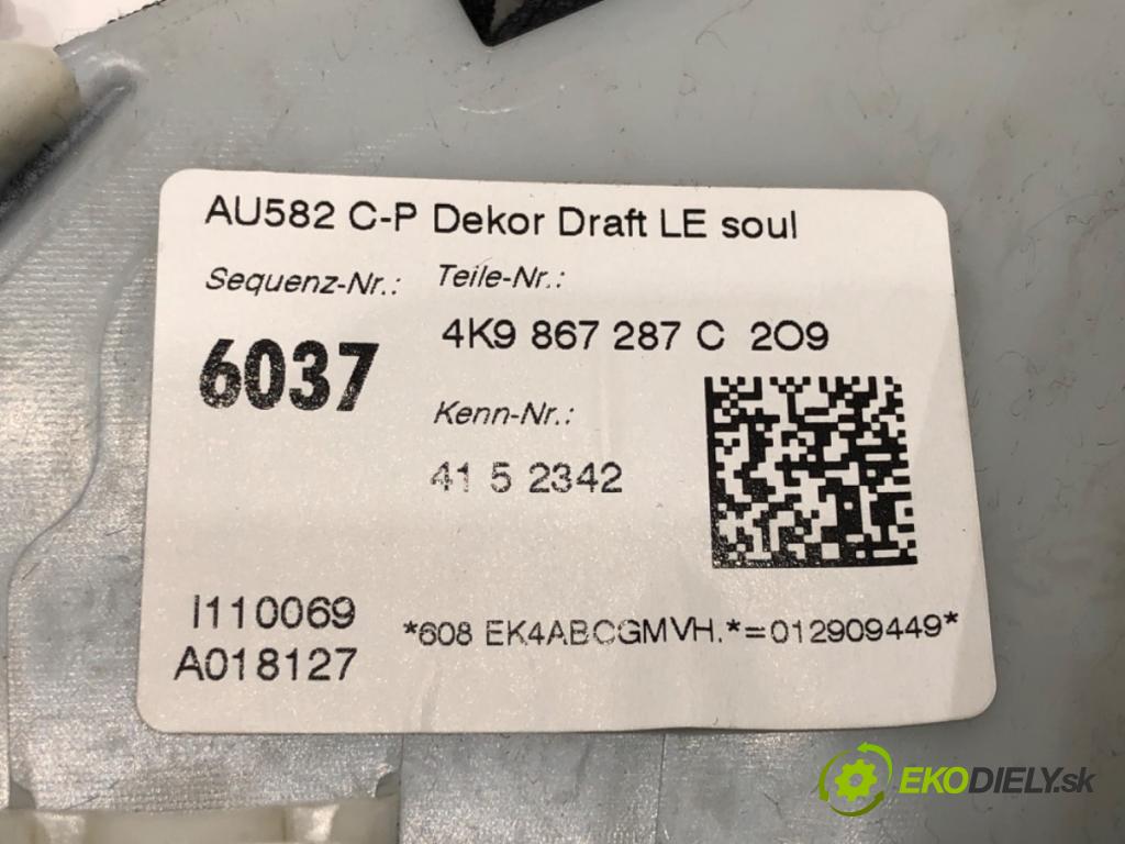 AUDI A6 C8 Avant (4A5) 2018 - 2022    40 TDI Mild Hybrid quattro 150 kW [204 KM] Hybryda silnik Diesla / elektryczny 2018 - 2022  Clona stĺpika ľavá strana 4K9867287C
