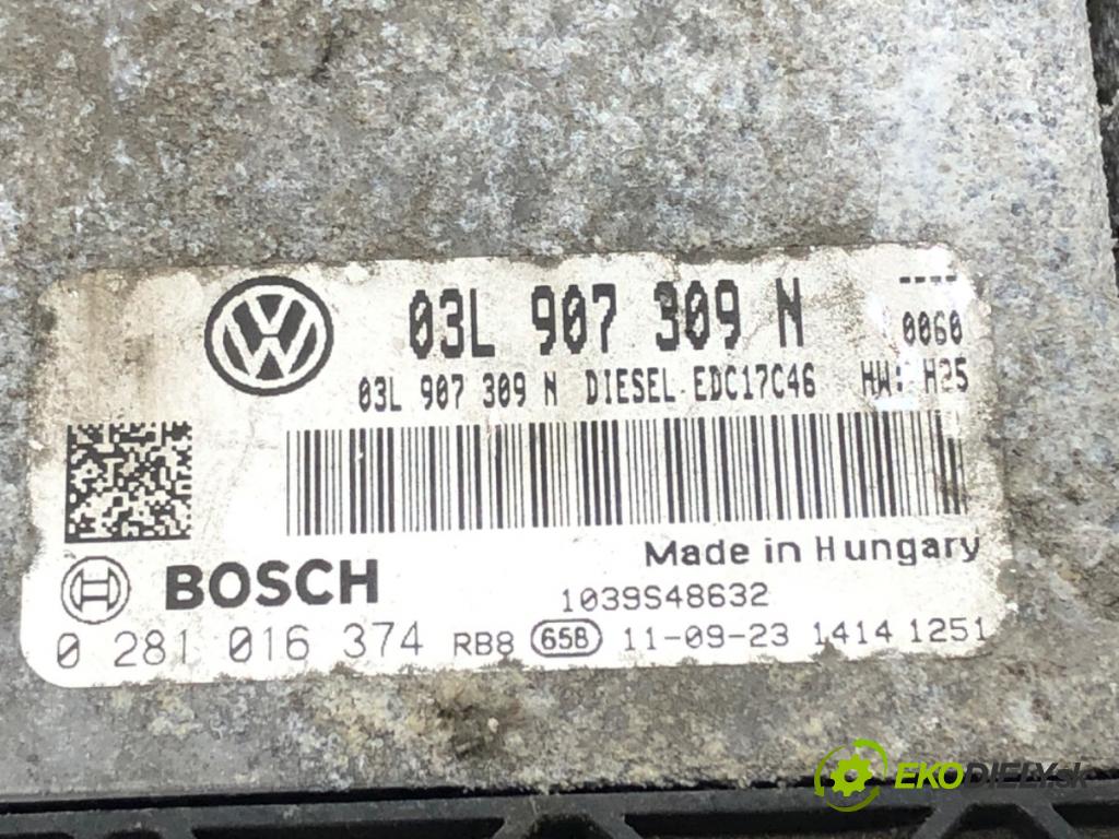 VW PASSAT B7 (362) 2010 - 2015    2.0 TDI 125 kW [170 KM] olej napędowy 2010 - 2014  riadiaca jednotka Motor 03L907309N (Riadiace jednotky)