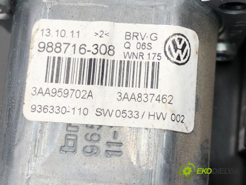 VW PASSAT B7 (362) 2010 - 2015    2.0 TDI 125 kW [170 KM] olej napędowy 2010 - 2014  mechanismus okna pravý přední část 3AA959702A