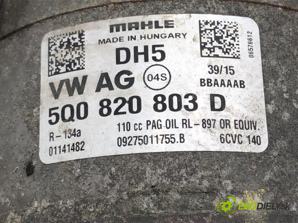 SKODA OCTAVIA III (5E3, NL3, NR3) 2012 - 2022    1.6 TDI 81 kW [110 KM] olej napędowy 2013 - 2022  Kompresor klimatizácie 5Q0820803D (Kompresory klimatizácie)