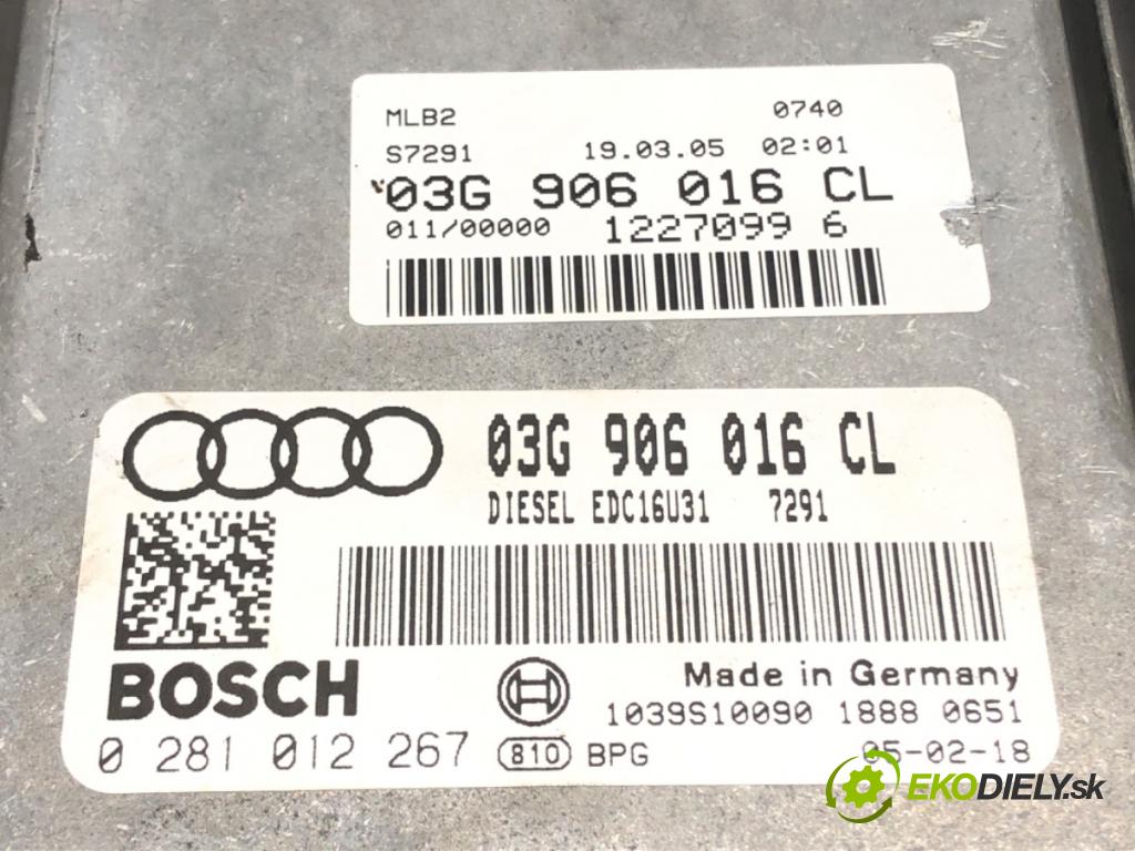 AUDI A4 B7 Avant (8ED) 2004 - 2008    2.0 TDI 103 kW [140 KM] olej napędowy 2004 - 2008  riadiaca jednotka Motor 03G906016CL (Riadiace jednotky)