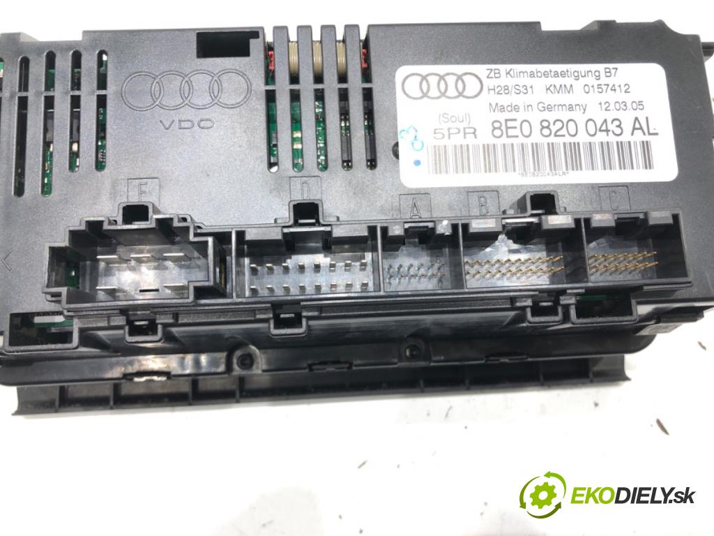 AUDI A4 B7 Avant (8ED) 2004 - 2008    2.0 TDI 103 kW [140 KM] olej napędowy 2004 - 2008  Panel ovládania kúrenia 8E0820043AL (Prepínače, spínače, tlačidlá a ovládače kúrenia)