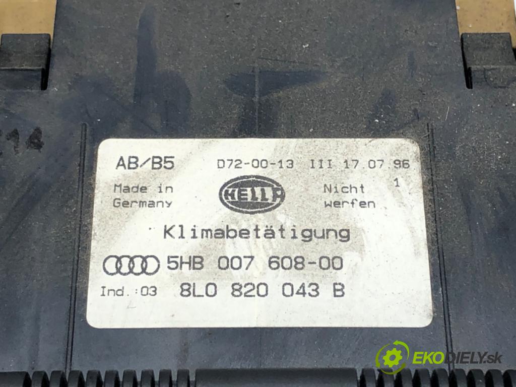 AUDI A4 B5 (8D2) 1994 - 2001    1.6 74 kW [100 KM] benzyna 1994 - 2000  Panel ovládania kúrenia 8L0820043B (Prepínače, spínače, tlačidlá a ovládače kúrenia)