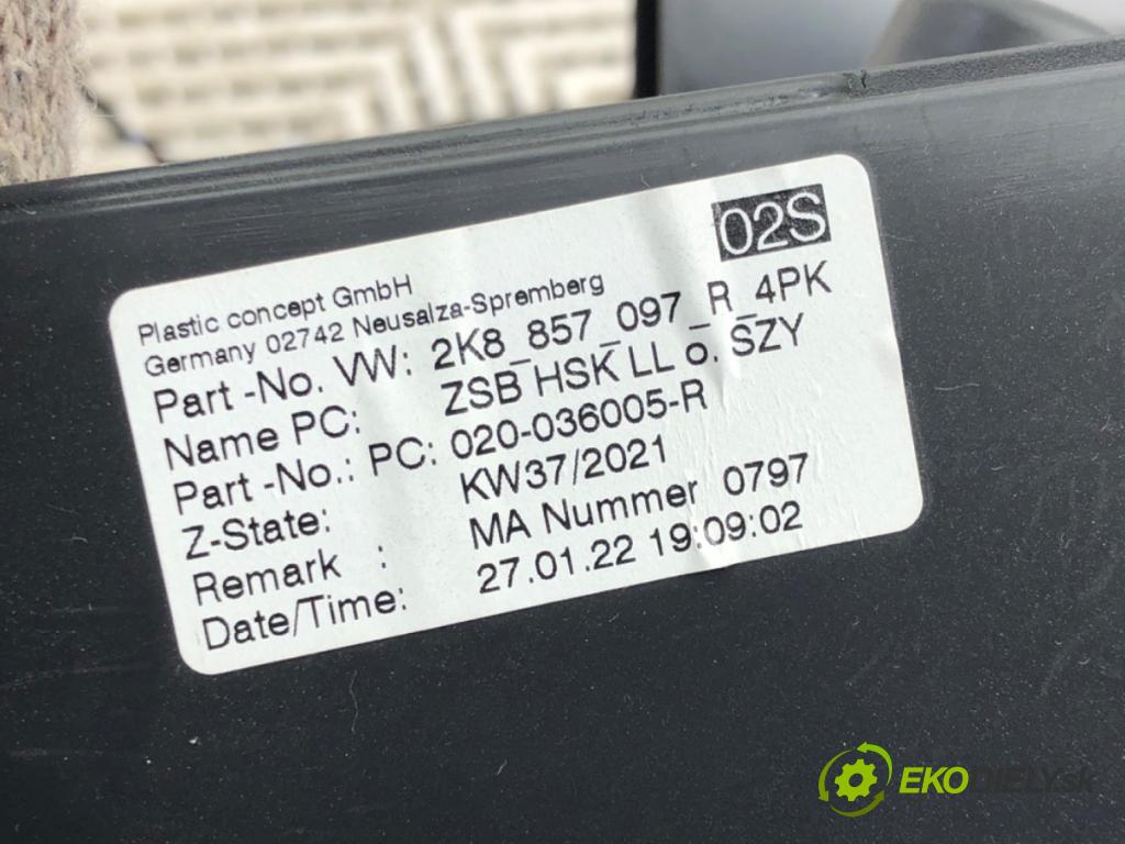 VW CADDY V Nadwozie pełne/minivan (SBA, SBH) 2020 - 2022    2.0 TDi BMT 90 kW [122 KM] olej napędowy 2020 - 2022  Priehradka, kastlík spolujazdca 2K8857097R (Priehradky, kastlíky)