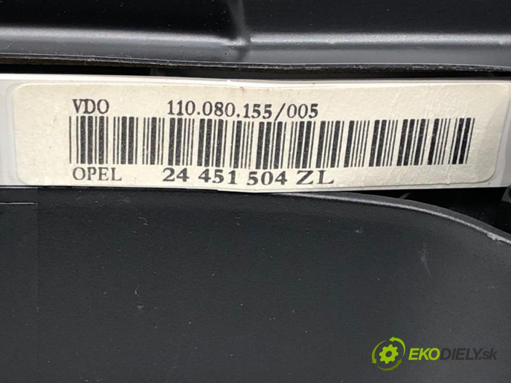 OPEL ASTRA G liftback (T98) 1998 - 2009    1.4 (F08, F48) 66 kW [90 KM] benzyna 2007 - 2009  Prístrojovka 24451504 (Prístrojové dosky, displeje)