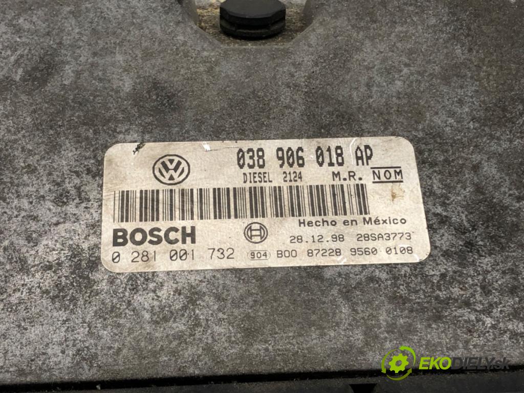 VW NEW BEETLE (9C1, 1C1) 1998 - 2010    1.9 TDI 66 kW [90 KM] olej napędowy 1998 - 2004  riadiaca jednotka Motor 038906018AP 0281001732 (Riadiace jednotky)