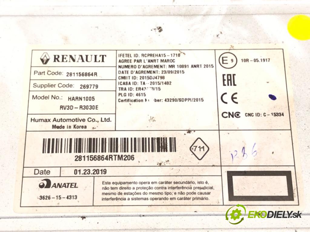 DACIA DOKKER nadwozie wielkoprzestrzenne (MPV) (KE_) 2012 - 2022    1.6 75 kW [102 KM] benzyna 2015 - 2022  RADIO 281156864R (Audio zariadenia)