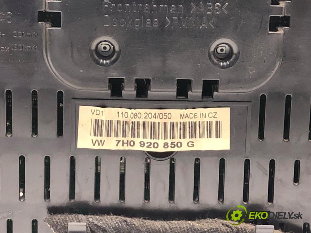 VW TRANSPORTER V Autobus (7HB, 7HJ, 7EB, 7EJ) 2003 - 2015    2.5 TDI 4motion 96 kW [130 KM] olej napędowy 2004 - 2009  Prístrojovka 7H0920850G (Prístrojové dosky, displeje)