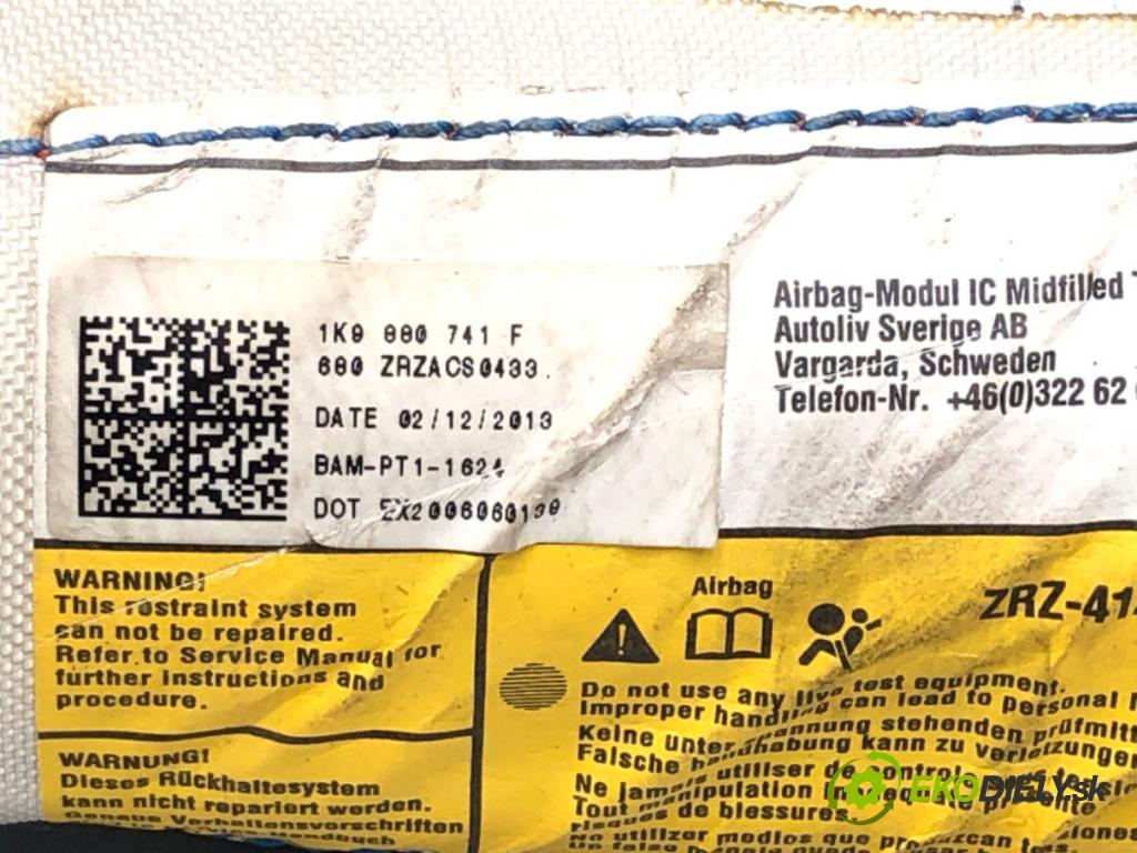 VW GOLF VI Variant (AJ5) 2009 - 2014    1.2 TSI 77 kW [105 KM] benzyna 2009 - 2013  Stropný ľavá strana 1K9880741F (Airbagy)