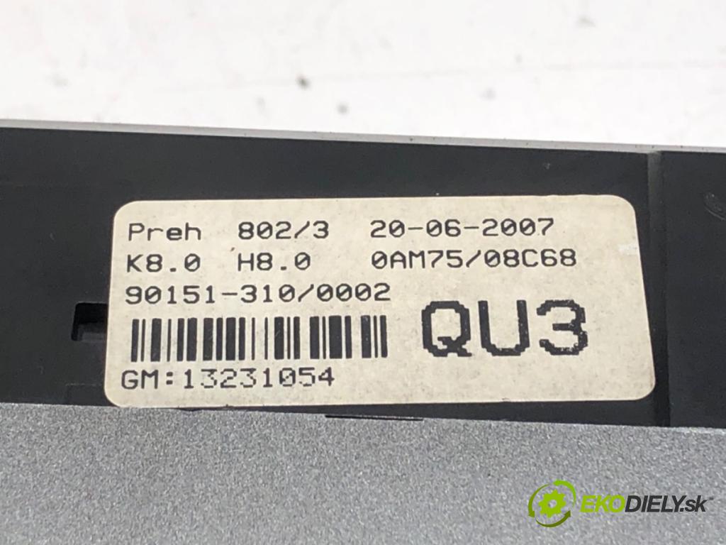 OPEL ZAFIRA B Nadwozie pełne/minivan (A05) 2005 - 2015    1.9 CDTI VAN (M75) 88 kW [120 KM] olej napędowy 2005 - 2015  Panel ovládania kúrenia 13231054 (Prepínače, spínače, tlačidlá a ovládače kúrenia)