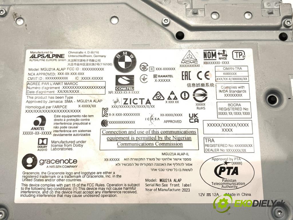 BMW X1 (U11) 2022-2025    s-drive 2.0i 115kW [156KM] BENZYNA  RADIO Navigácia 5A8E7A3 MGU21A (Audio zariadenia)