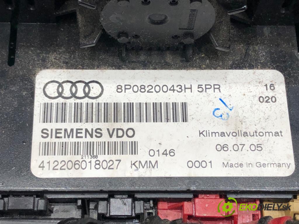 AUDI A3 (8P1) 2003 - 2013    2.0 FSI 110 kW [150 KM] benzyna 2003 - 2008  Panel ovládania kúrenia 8P0820043H (Prepínače, spínače, tlačidlá a ovládače kúrenia)